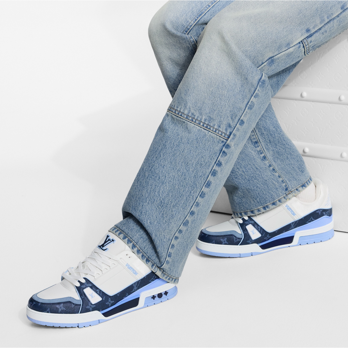 Louis Vuitton Trainer Navy Blue Monogram Leather Sneaker - product image 8