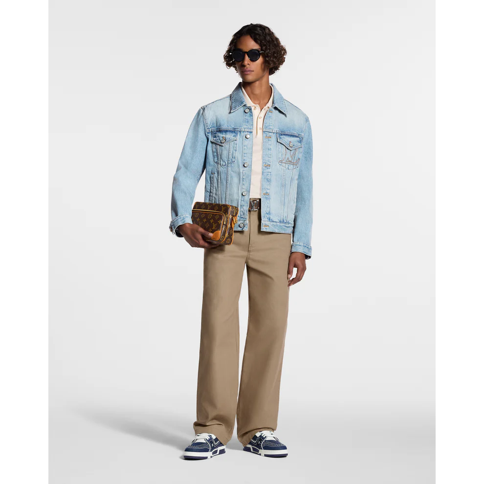 Louis Vuitton Trainer Indigo Blue Denim Sneakers with Swarovski Pearls - product image 2