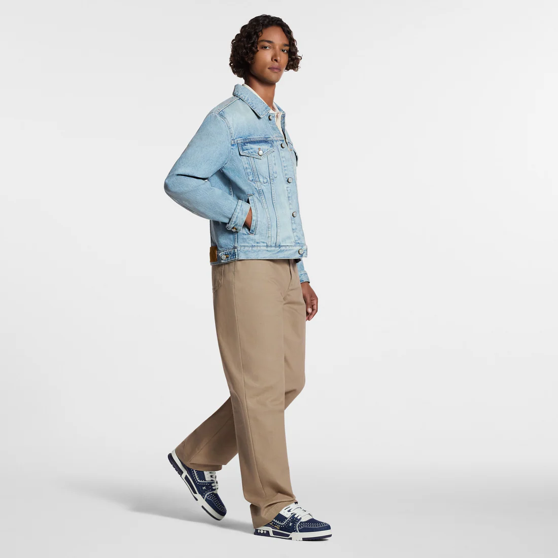 Louis Vuitton Trainer Indigo Blue Denim Sneakers with Swarovski Pearls - product image 3