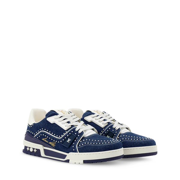 Louis Vuitton Trainer Indigo Blue Denim Sneakers with Swarovski Pearls - product image 4
