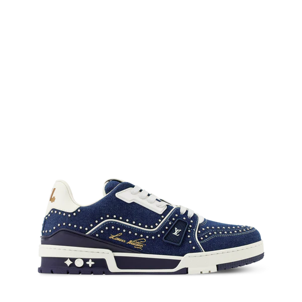 Louis Vuitton Trainer Indigo Blue Denim Sneakers with Swarovski Pearls - product image 5