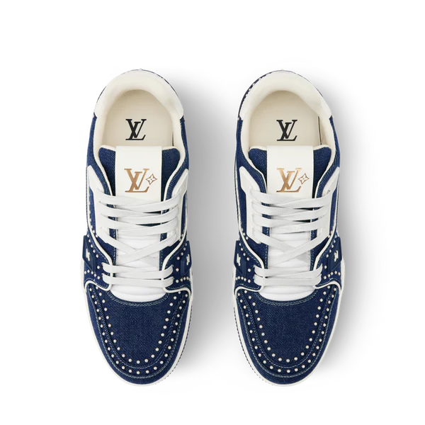 Louis Vuitton Trainer Indigo Blue Denim Sneakers with Swarovski Pearls - product image 6