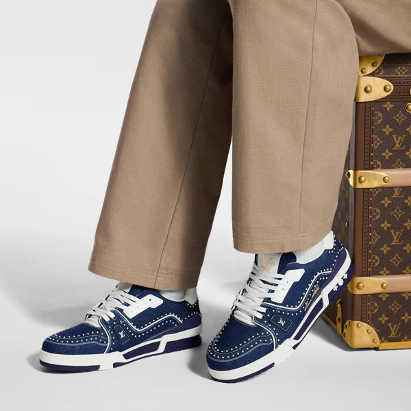 Louis Vuitton Trainer Indigo Blue Denim Sneakers with Swarovski Pearls - product image 9