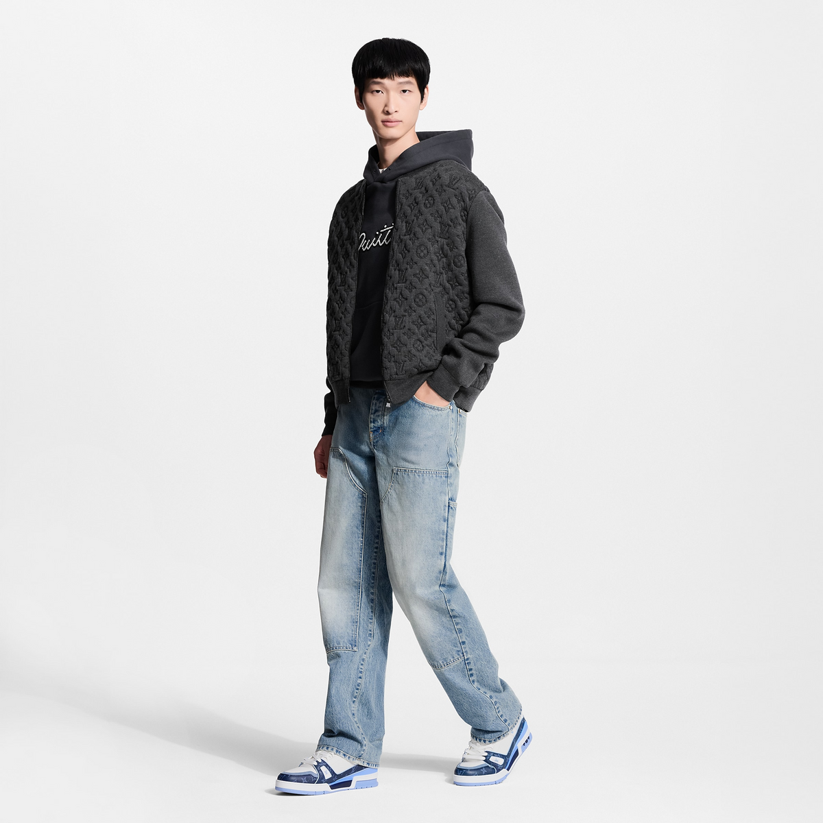 Louis Vuitton Trainer Navy Blue Monogram Leather Sneaker - product image 2