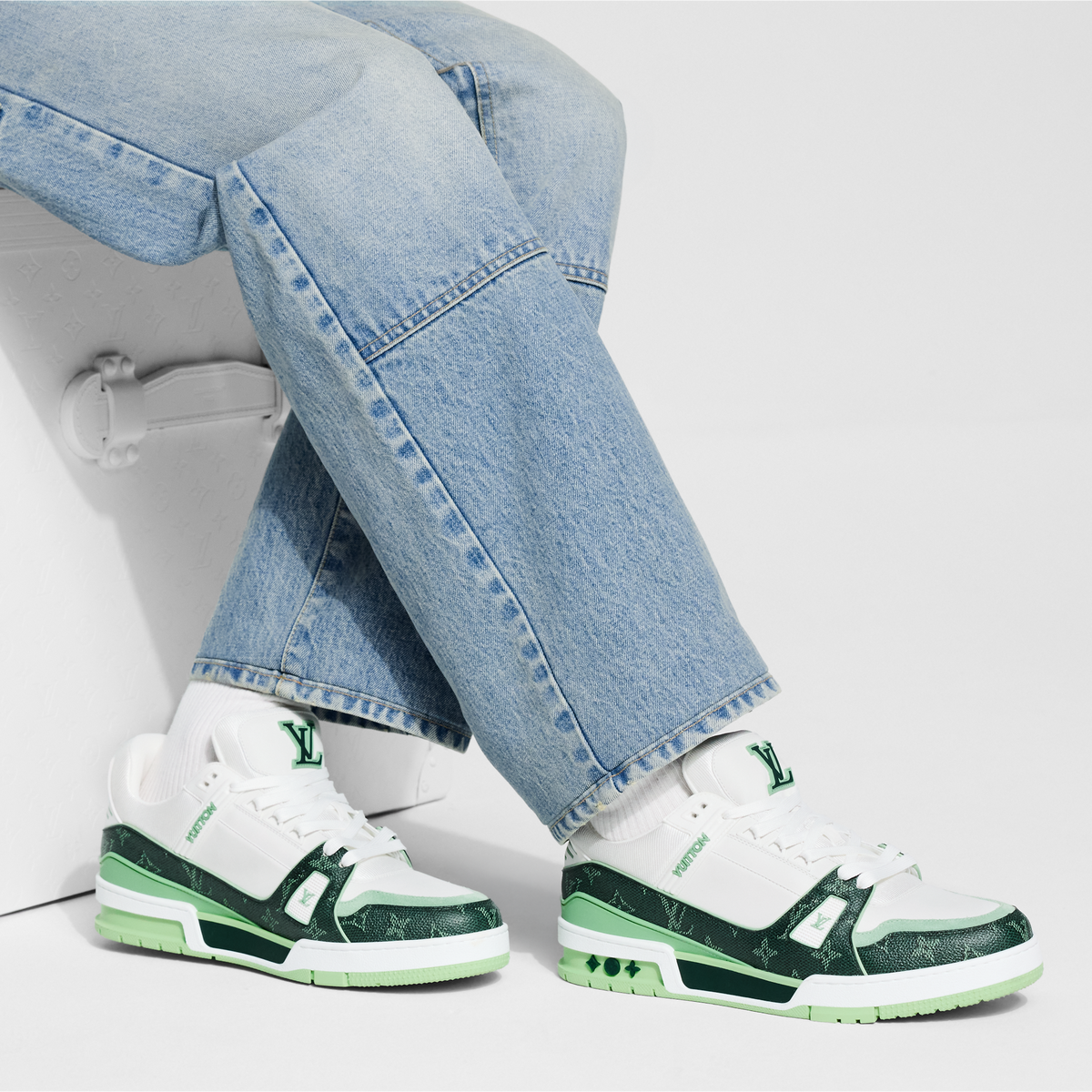 Louis Vuitton Trainer Green Monogram Leather Sneaker - product image 8