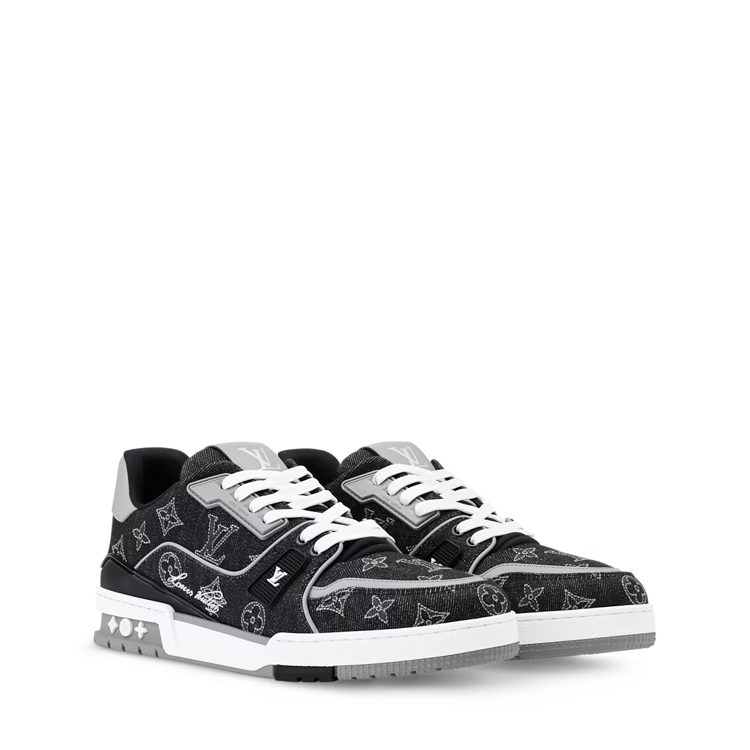 Louis Vuitton Denim & Calf Leather Black Trainer Sneakers - product image 2