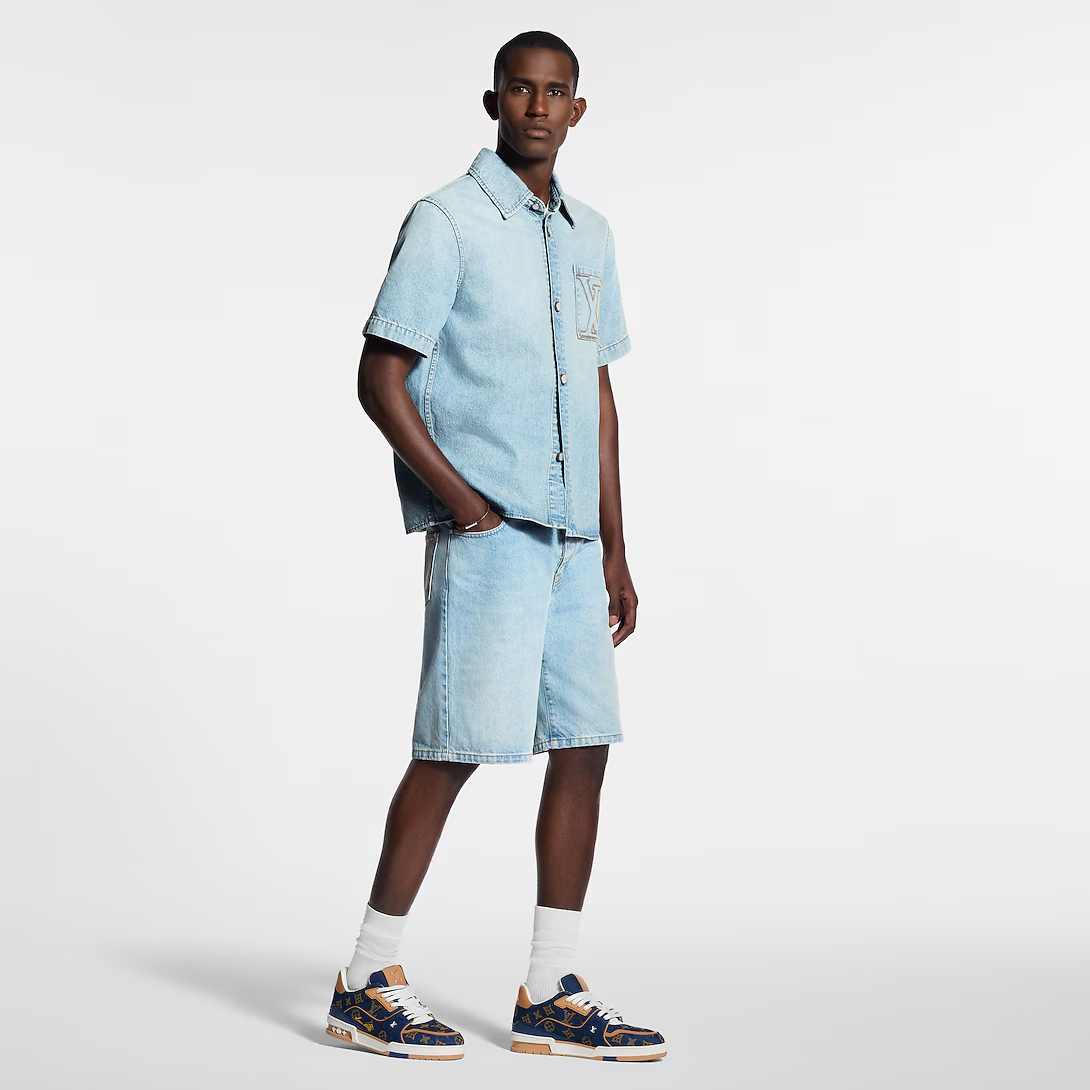 Louis Vuitton Denim & Calf Leather Blue Trainer Sneakers - product image 3