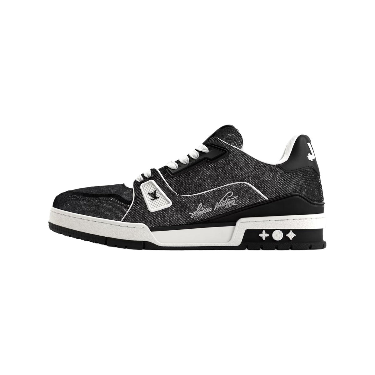 Louis Vuitton Trainer Denim Sneakers – Low-Top Lace-Up Silhouette – Black - view 1