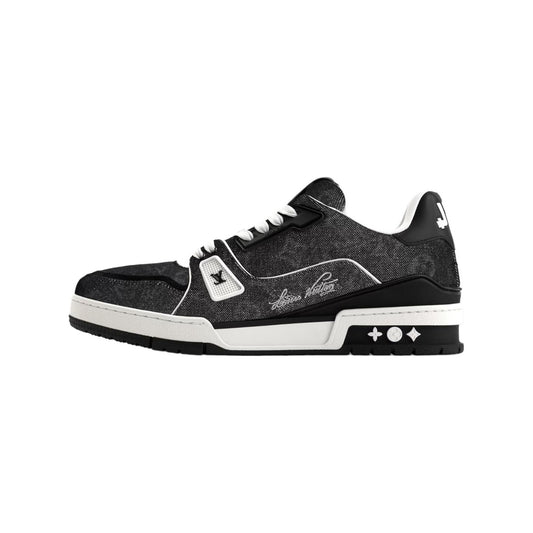 Louis Vuitton Trainer Denim Sneakers – Low-Top Lace-Up Silhouette – Black - view 1