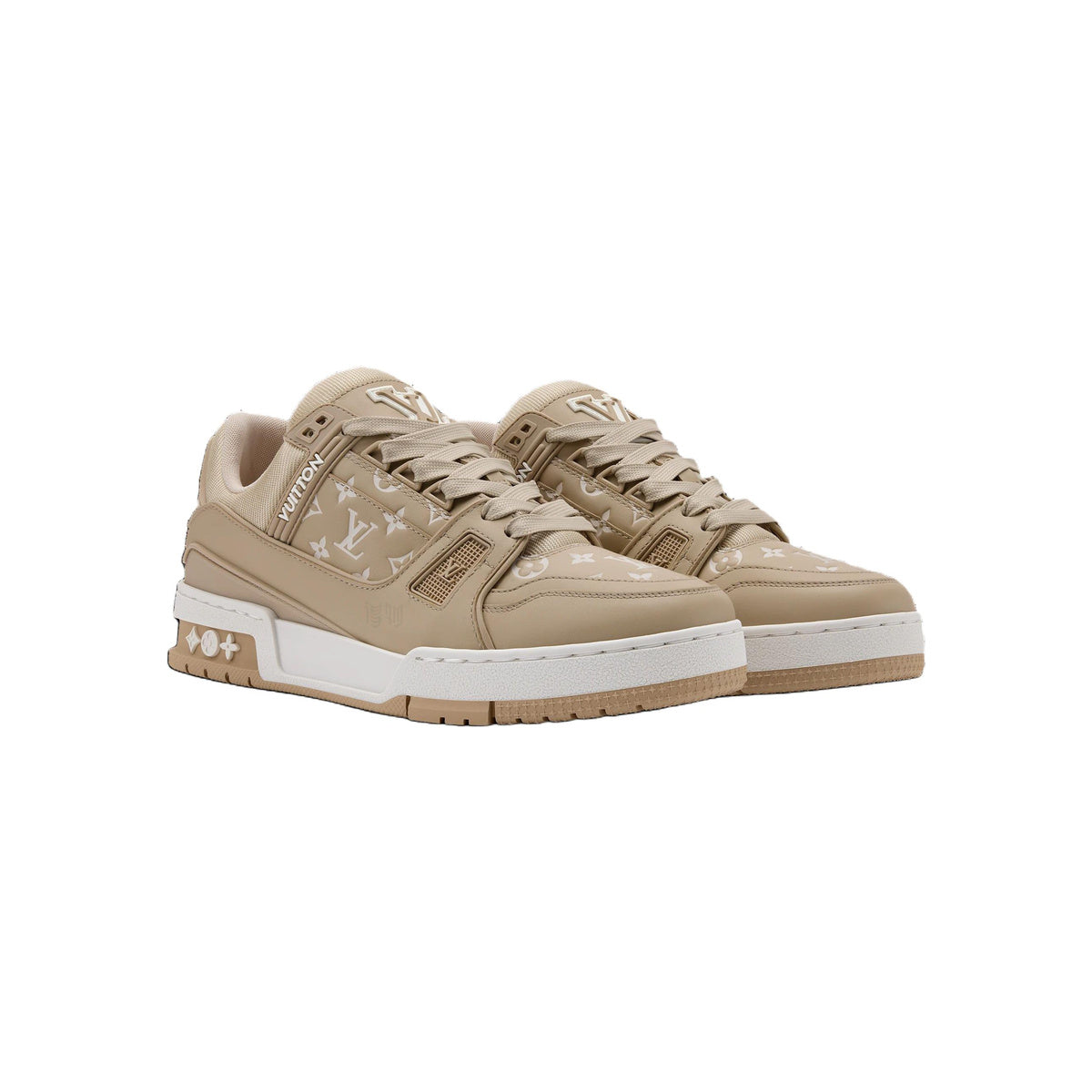 Louis Vuitton Trainer Leather Sneakers – Low-Top Lace-Up Silhouette – Light Taupe - view 3