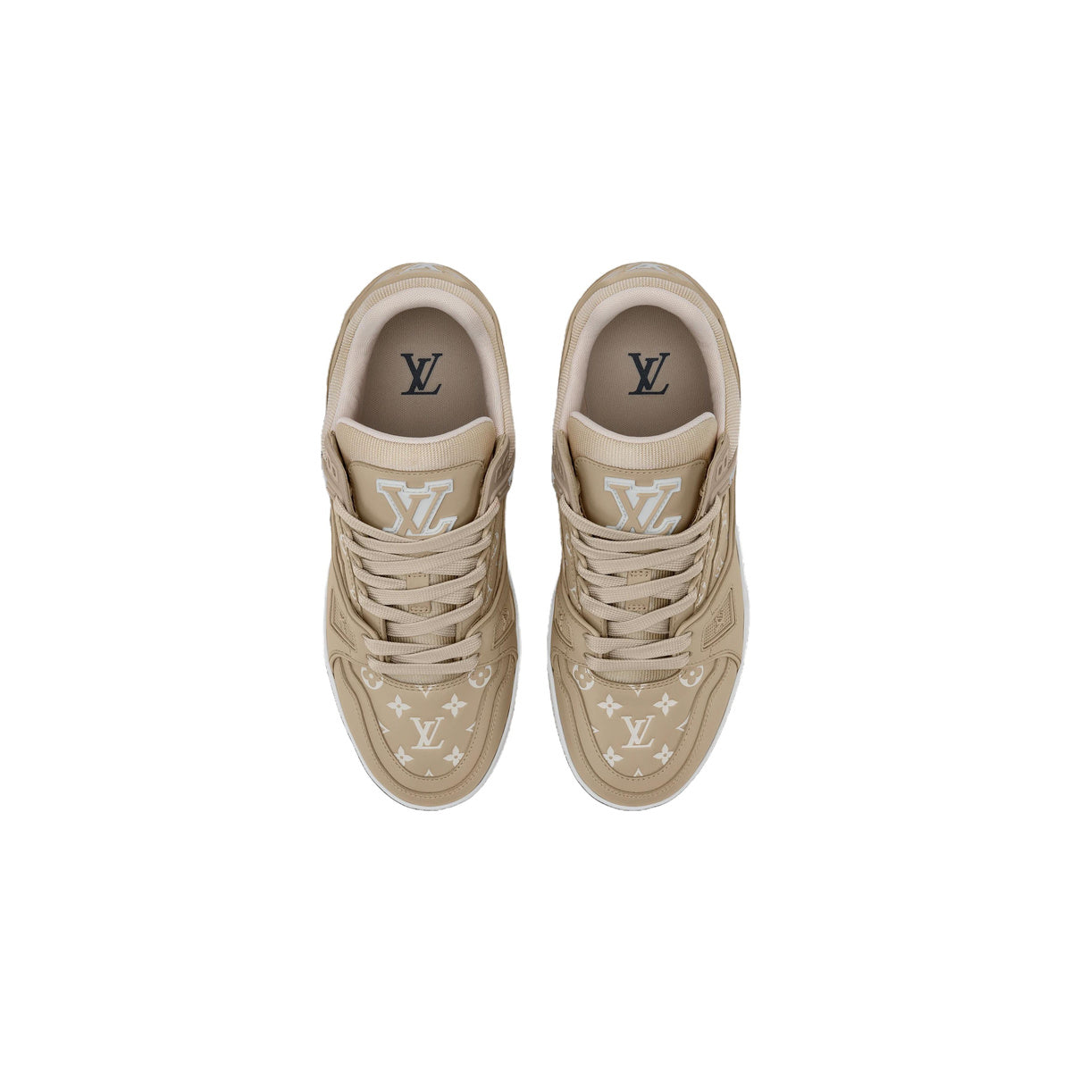Louis Vuitton Trainer Leather Sneakers – Low-Top Lace-Up Silhouette – Light Taupe - view 4