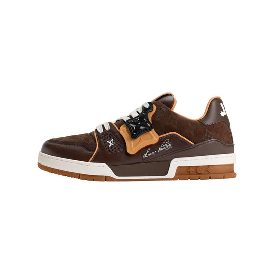 Louis Vuitton Trainer Suede Leather Sneakers – Low-Top Lace-Up Silhouette – Chestnut Brown - view 1