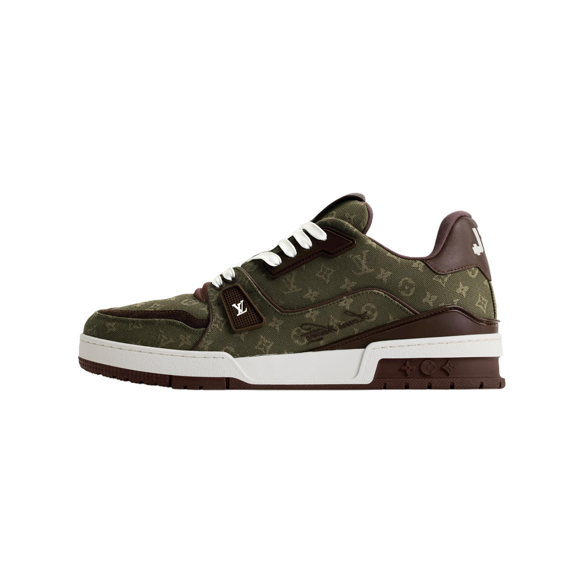 Louis Vuitton Trainer Leather Sneakers – Floral Motif – Green - view 1