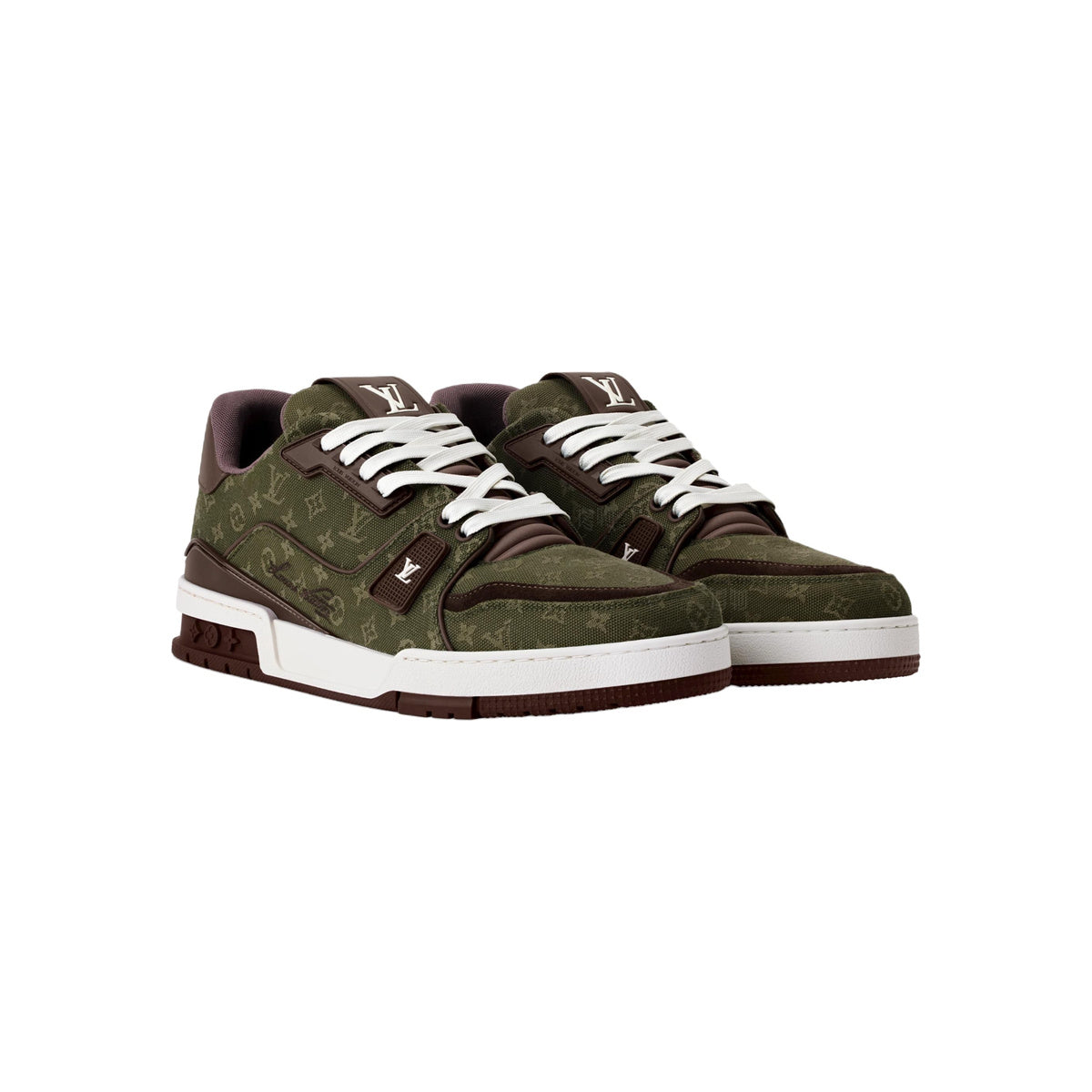 Louis Vuitton Trainer Leather Sneakers – Floral Motif – Green - view 3