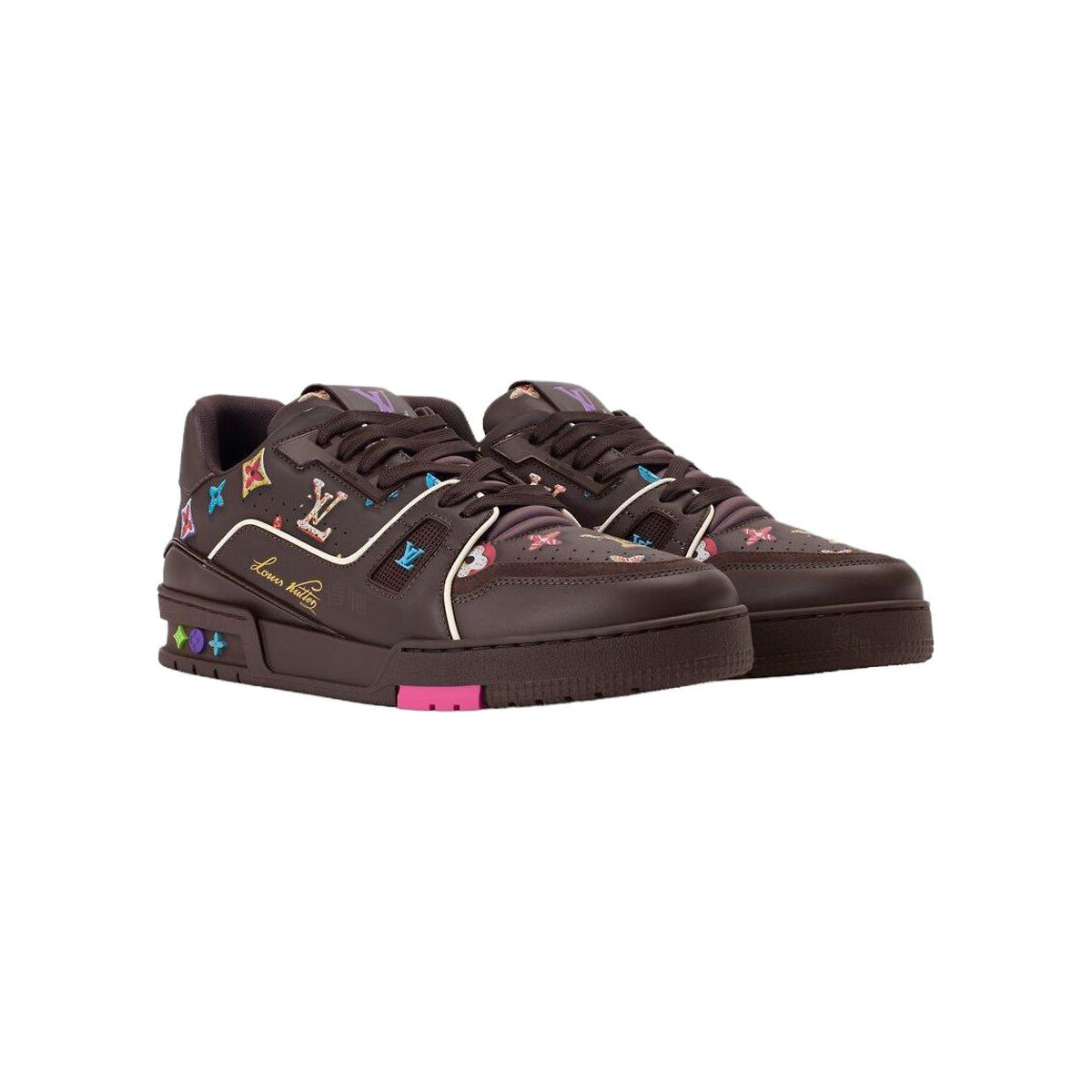 Louis Vuitton Trainer Leather Sneakers – Dessert-Inspired Detail – Chestnut Brown - view 3