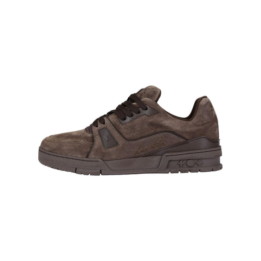 Louis Vuitton Trainer Distressed Suede Leather Sneakers – Distressed Finish – Chestnut Brown - view 1