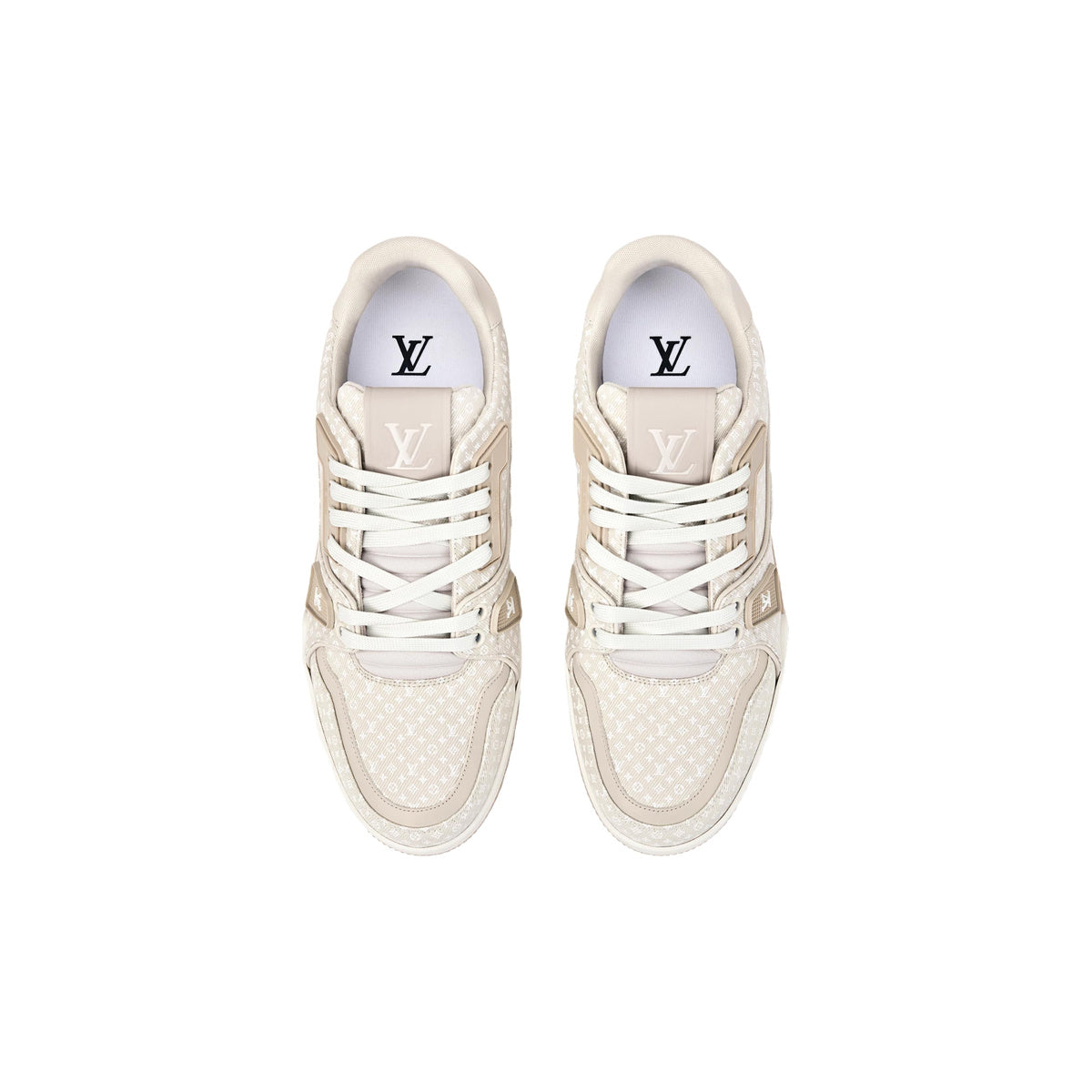 Louis Vuitton Trainer Denim Sneakers – Low-Top Lace-Up Silhouette – Beige - view 4