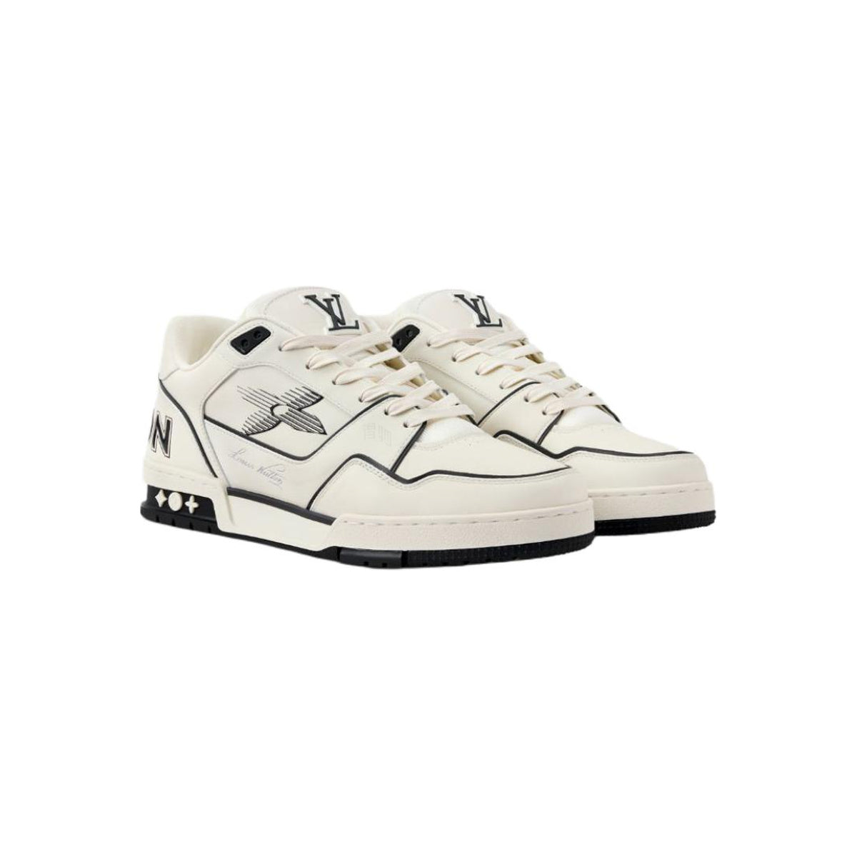 Louis Vuitton Trainer Leather Sneakers – Low-Top Lace-Up Silhouette – Black and White - view 3