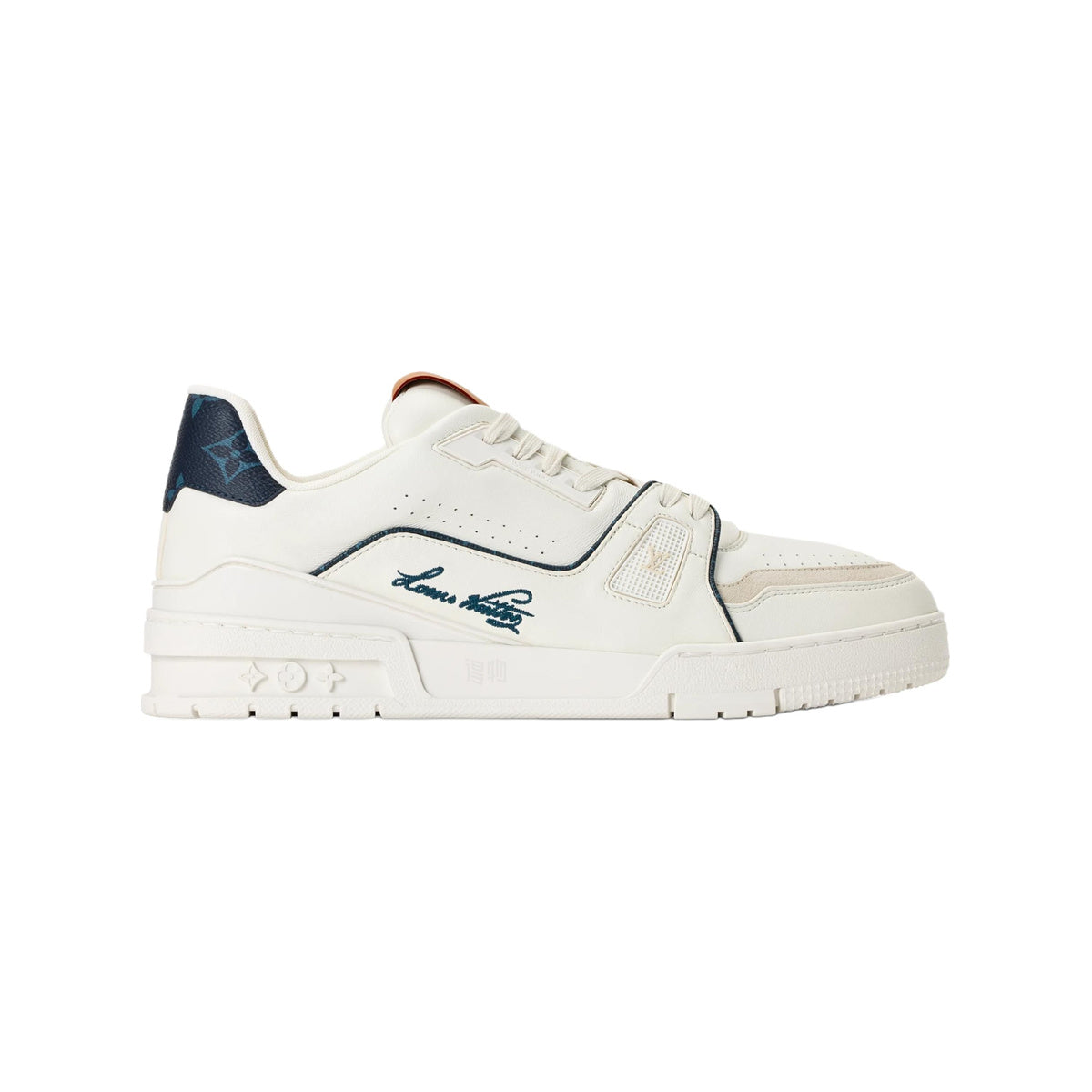 Louis Vuitton Trainer Canvas, Leather and Shearling Sneakers – Low-Top Lace-Up Silhouette – Ocean Blue - view 2