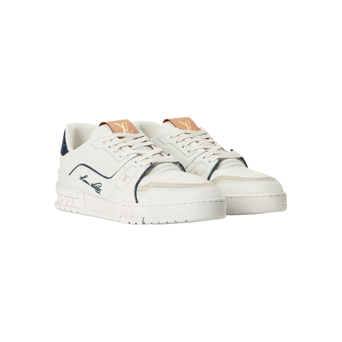 Louis Vuitton Trainer Canvas, Leather and Shearling Sneakers – Low-Top Lace-Up Silhouette – Ocean Blue - view 3