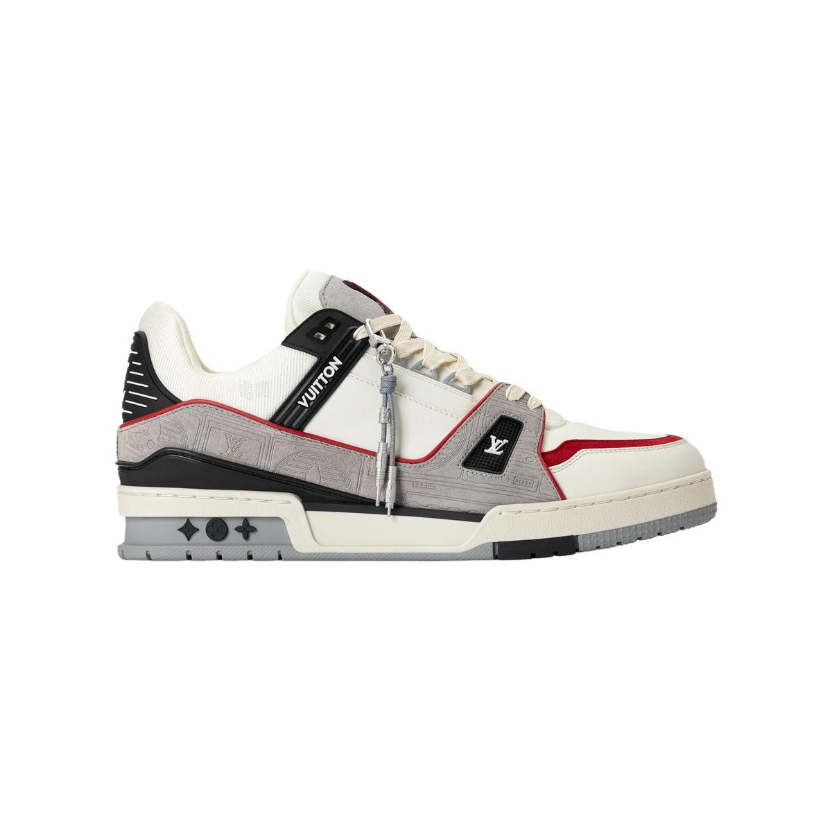 Louis Vuitton Trainer Suede Leather Sneakers – Embossed Pattern – White and Grey - view 2