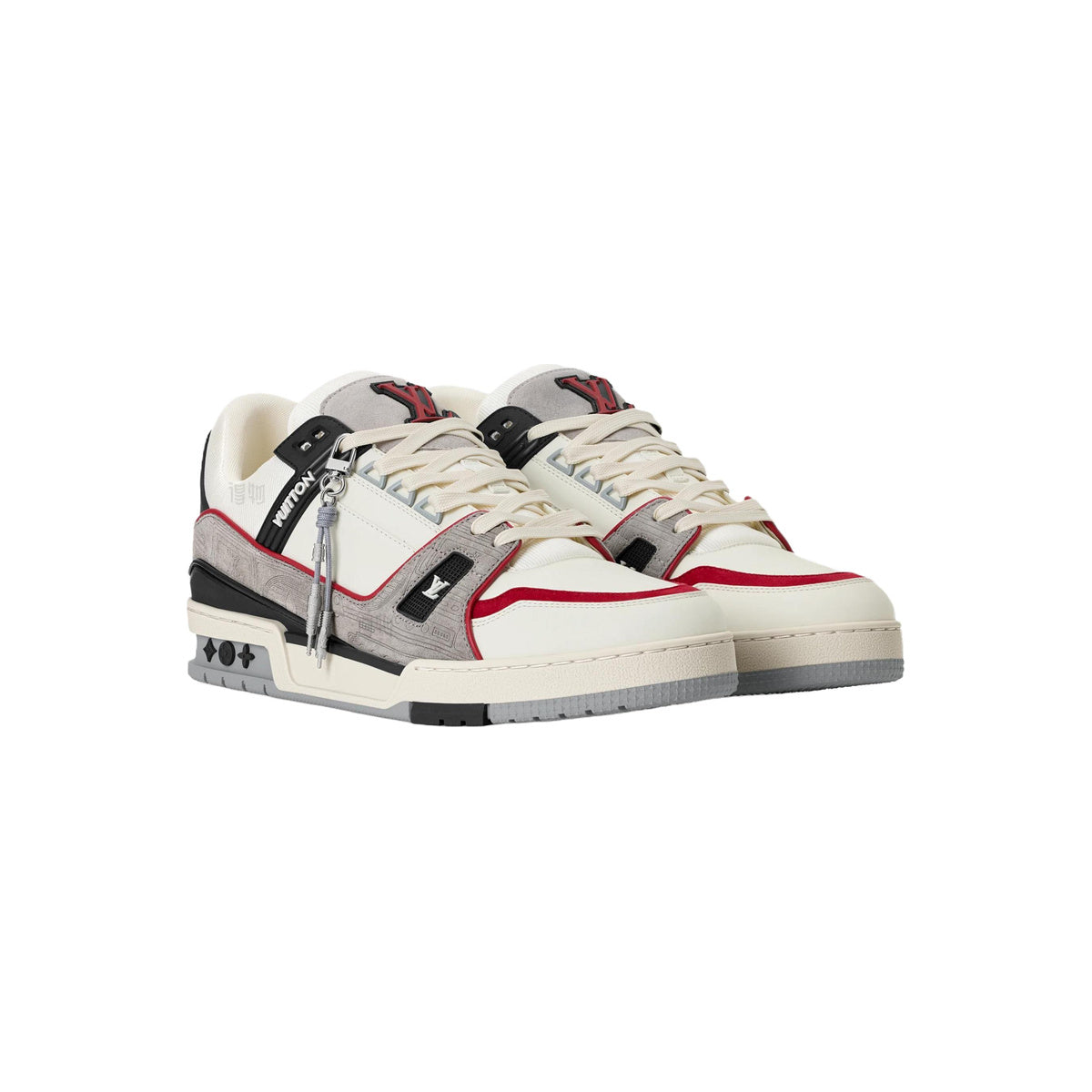 Louis Vuitton Trainer Suede Leather Sneakers – Embossed Pattern – White and Grey - view 3