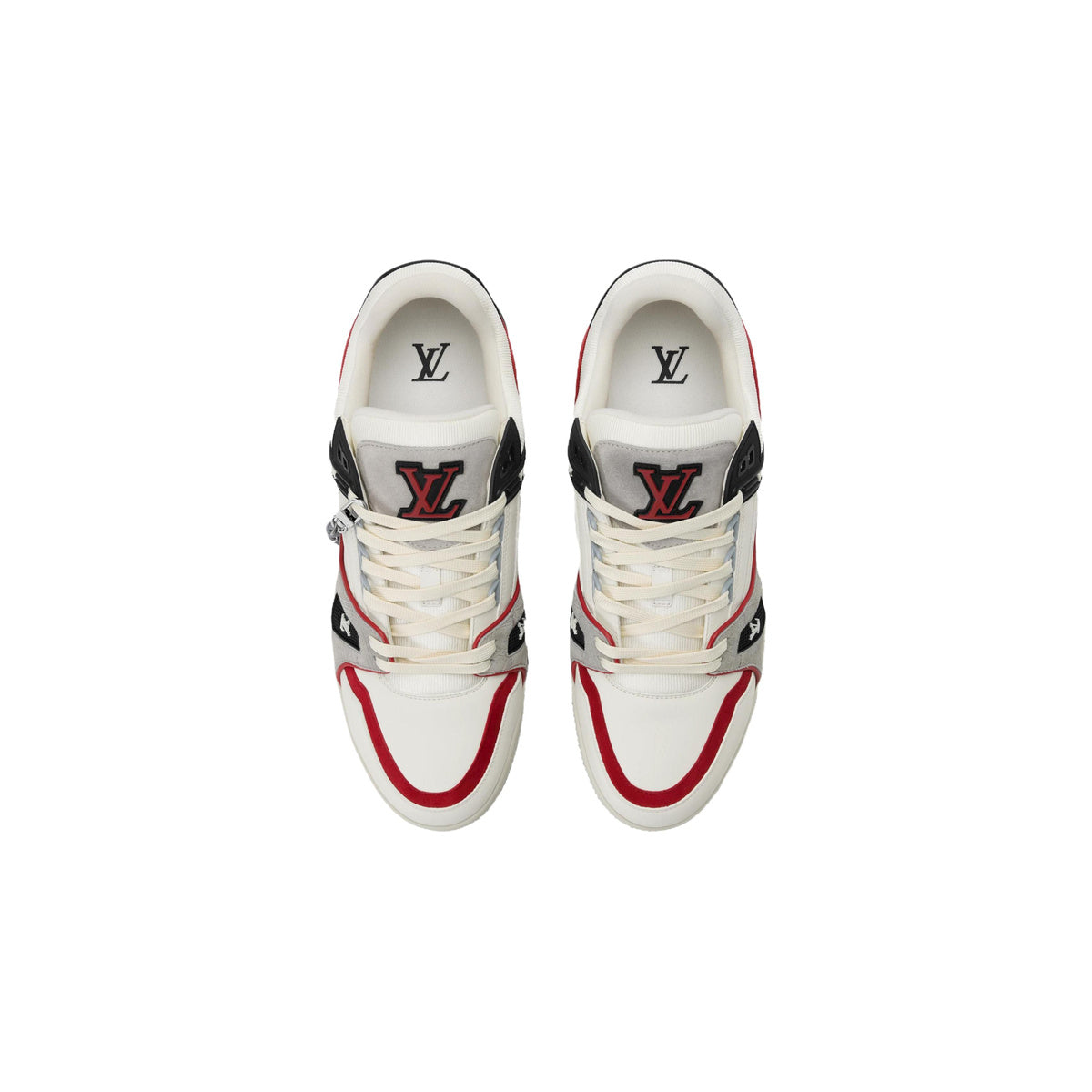 Louis Vuitton Trainer Suede Leather Sneakers – Embossed Pattern – White and Grey - view 4